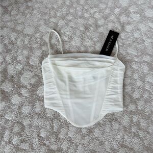 White Fox Boutique White Ruched Crop Top